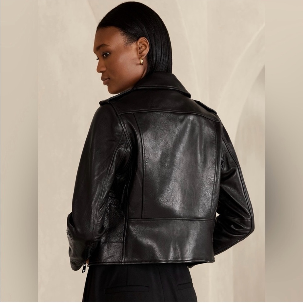 Banana Republic essential Black Leather Moto Jacket - Picture 3 of 12